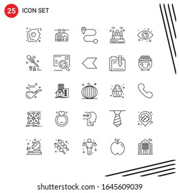 Collection of 25 Vector Icons in Line style. Pixle Perfect Outline Symbols for Web and Mobile. Line Icon Signs on White Background. 25 Icons.