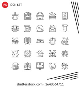 Collection of 25 Vector Icons in Line style. Pixle Perfect Outline Symbols for Web and Mobile. Line Icon Signs on White Background. 25 Icons.
