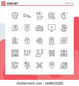 Kollektion von 25 Vektorsymbol im Line-Stil. Moderne Symbole für Web und Mobile. Zeilensymbol einzeln auf weißem Hintergrund. 25 Symbole.