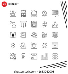 Colección de 25 iconos vectoriales al estilo de línea. Símbolos de esquema perfecto para Web y Mobile. Señales de icono de línea en fondo blanco. 25 Iconos.