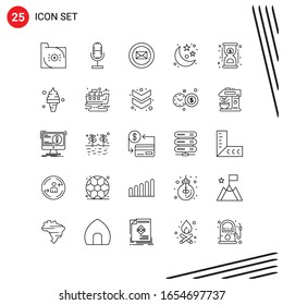 Colección de 25 iconos vectoriales al estilo de línea. Símbolos de esquema perfecto para Web y Mobile. Señales de icono de línea en fondo blanco. 25 Iconos.