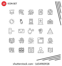 Colección de 25 iconos vectoriales al estilo de línea. Símbolos de esquema perfecto para Web y Mobile. Señales de icono de línea en fondo blanco. 25 Iconos.