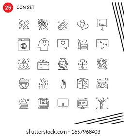 Kollektion von 25 Vektorsymbol im Line-Stil. Pixle Perfect Outline Symbole für Web und Mobile. Liniensymbole auf weißem Hintergrund. 25 Symbole.
