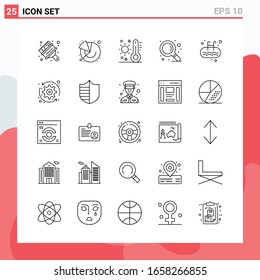 Colección de 25 iconos vectoriales al estilo de línea. Símbolos de esquema modernos para web y móvil. Signo de icono de línea aislado en fondo blanco. 25 Iconos.