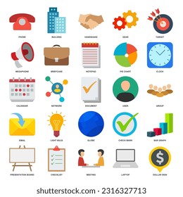 A collection of 25 vector icons representing various aspects of business management. These icons can be used to enhance presentations, websites, or any design related to business management
