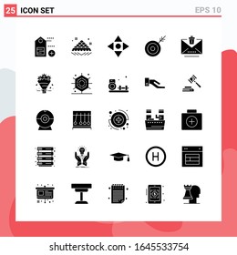 Collection of 25 Vector Icons in solid style. Modern Glyph Symbols for Web and Mobile. Solid Icon Sign Isolated on White Background. 25 Icons.