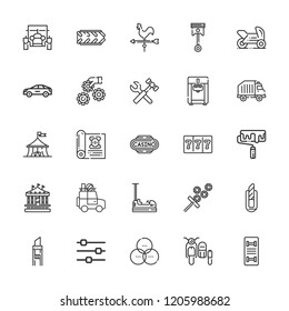 Collection of 25 wheel outline icons include icons such as gamble, gambler, casino, tools, car, settings, recycling truck, motorbike, skateboard, classic car, sidecar, cutter