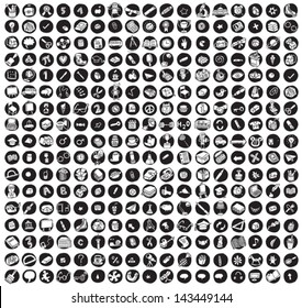 Collection of 289 school and education doodled icons (vignette) on black background, in black-and-white. Individual illustrations are isolated and in eps8 vector mode.