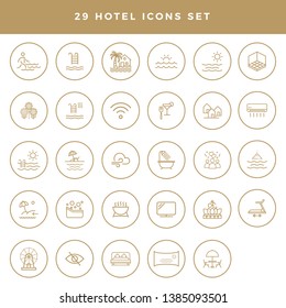 A collection of 29 icons, for hotel amenities