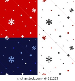 A collection of 3 color snowflake seamless pattern for Christmas wrapping paper.