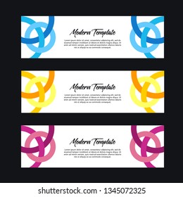 Collection of 3 modern flat abstract web banner design template. Collection of web banner template. Abstract circle web design banner template isolated on black background - Vector