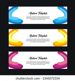 Collection of 3 modern flat abstract web banner design template. Collection of web banner template. Abstract circle web design banner template isolated on black background - Vector
