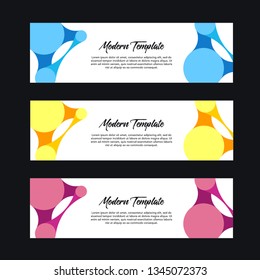 Collection of 3 modern flat abstract web banner design template. Collection of web banner template. Abstract circle web design banner template isolated on black background - Vector