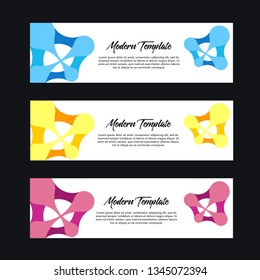 Collection of 3 modern flat abstract web banner design template. Collection of web banner template. Abstract circle web design banner template isolated on black background - Vector