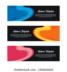 Collection of 3 modern flat abstract web banner design template. Collection of web banner template. Abstract geometric halftone web design banner template isolated on white background - Vector