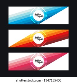 Collection of 3 modern flat abstract web banner design template. Collection of web banner template. Abstract wave web design banner template isolated on white background - Vector