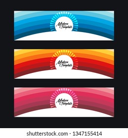 Collection of 3 modern flat abstract web banner design template. Collection of web banner template. Abstract wave web design banner template isolated on white background - Vector