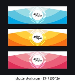 Collection of 3 modern flat abstract web banner design template. Collection of web banner template. Abstract wave web design banner template isolated on white background - Vector