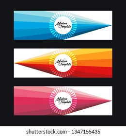Collection of 3 modern flat abstract web banner design template. Collection of web banner template. Abstract wave web design banner template isolated on white background - Vector