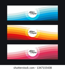 Collection of 3 modern flat abstract web banner design template. Collection of web banner template. Abstract wave web design banner template isolated on white background - Vector