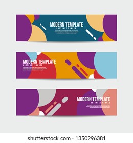 Collection of 3 modern flat abstract web banner design template. Collection of colorful web banner template. Abstract geometric web design banner template for business - Vector