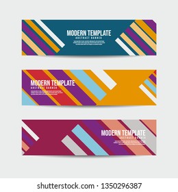 Collection of 3 modern flat abstract web banner design template. Collection of colorful web banner template. Abstract geometric web design banner template for business - Vector