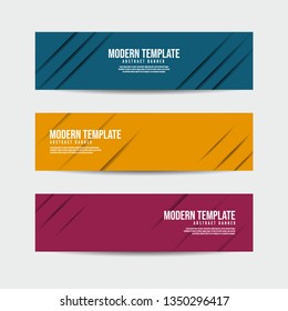 Collection of 3 modern flat abstract web banner design template. Collection of colorful web banner template. Abstract geometric web design banner template for business - Vector