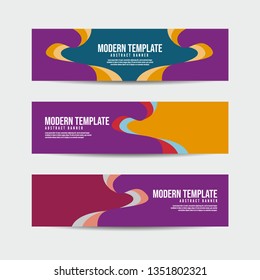 Collection of 3 modern flat abstract web banner design template. Collection of colorful web banner template. Abstract geometric web design banner template for business - Vector