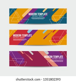 Collection of 3 modern flat abstract web banner design template. Collection of colorful web banner template. Abstract geometric web design banner template for business - Vector