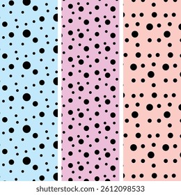 Collection of 3 multi color polka dot seamless pattern design