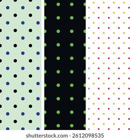 Collection of 3 multi color polka dot seamless pattern design