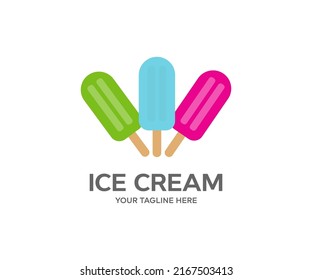 Collection of 3 vector ice-cream  logo design. Tasty ice cream dessert vector design and illustration.