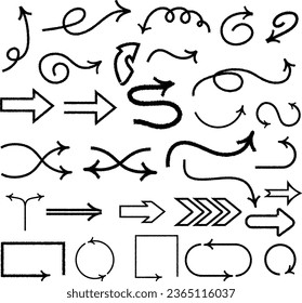 Collection of 30 arrows, Set of 30 textured vector arrows