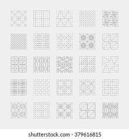 Collection of 30 red geometric shapes. Hexagons, Triangles, Squares,Circles, Crystals Line design elements.Trendy hipster icon,logo, logotypes. Vector illustration. Isolated 