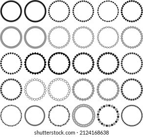 Collection of 30 round decorative cute border frames with clear background, Ideal for decoration. Fully editable Vector illustration.

