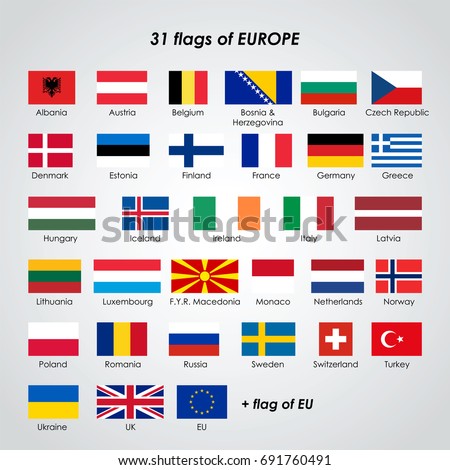 Collection 31 Isolated Vector Flags Europe Stock Vector (Royalty Free ...