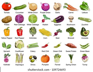 Collection of 35 Vegetables icons