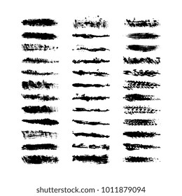 Collection 36 black dirty design element. Grunge brush stroke, paint artistic set. Grunge texture collection. Art brushes included in EPS file