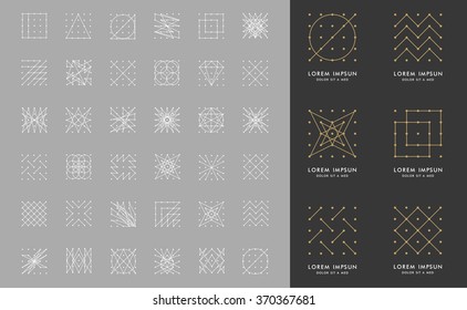 Collection of 36 icon and 6 stylish Logo.Business Signs, Logos, Elements,Labels, Badges,Hang tags and Other Design Elements.Template for design.Hipster style.Trendy colors.Vector illustration.Isolated