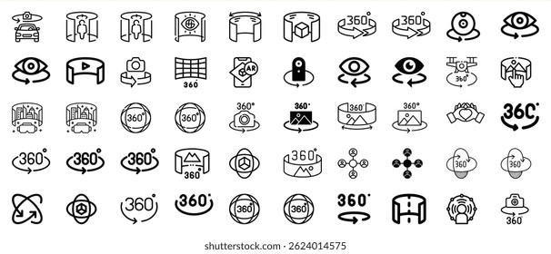 Collection of 360 degree and virtual reality icons