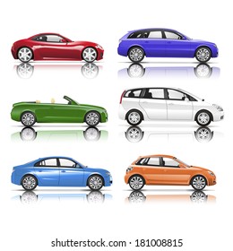 Collection of 3D Cars Vector svg