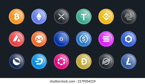 Collection of 3D Cryptocurrency Coins