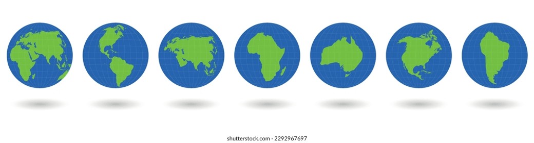 Collection of 3d globus projection concept. Planet eco template design islated on white background. Can be used like logo, icon, symbol for your ideas.