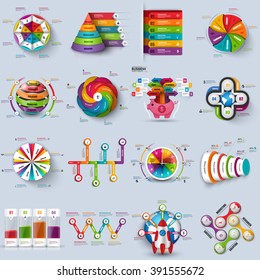 Collection of 3d infographic vector design template. Can be used for workflow, circular, cycle diagram, infographic banner, number options, design, infographic elements, set information infographics.