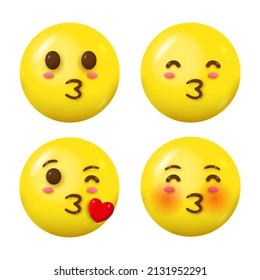 collection of 3D kissing face emoji