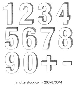 Collection of 3D numbers sketch