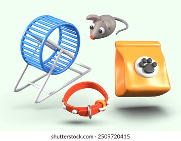 Collection of 3D objects for care and entertainment of pets