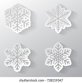 Collection of 3d paper snowflakes. Vector.