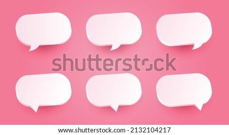 Collection of 3d pink speech bubbles chat. Concept of social media messages. Vector eps10