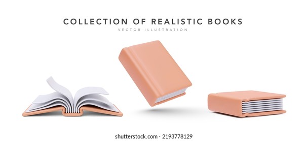 Colección de libros 3d realistas con sombra aislada en el fondo blanco. Ilustración del vector